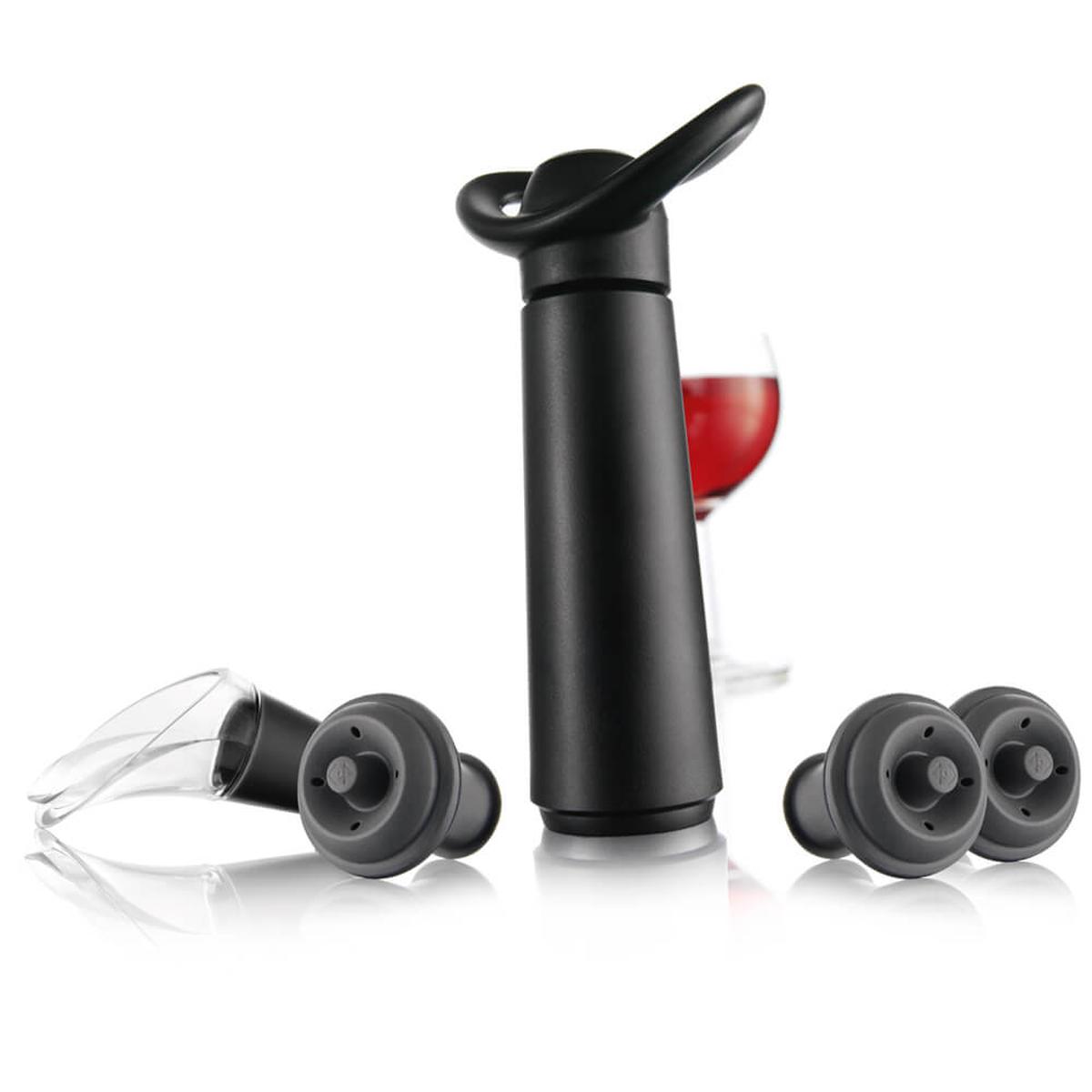 VV-9876606.jpg BOMBA AL VACIO VACU VIN CONCERTO 3 TAPONES 1 VERTIDOR DE VINO COLOR NEGRO