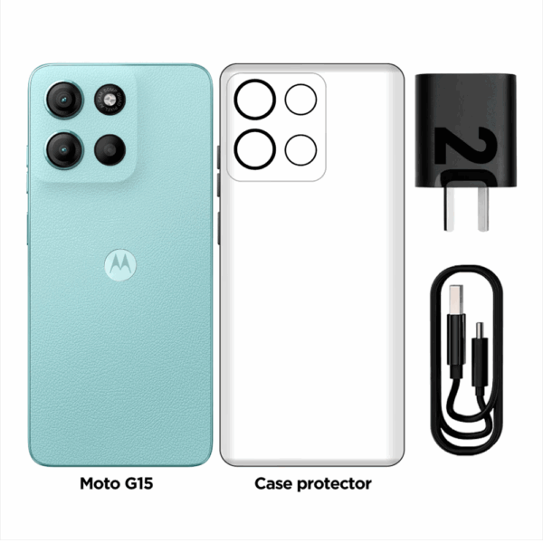 Celular Motorola G15 | 512 GB, 4 GB RAM, color celeste, Dual SIM CELESTE