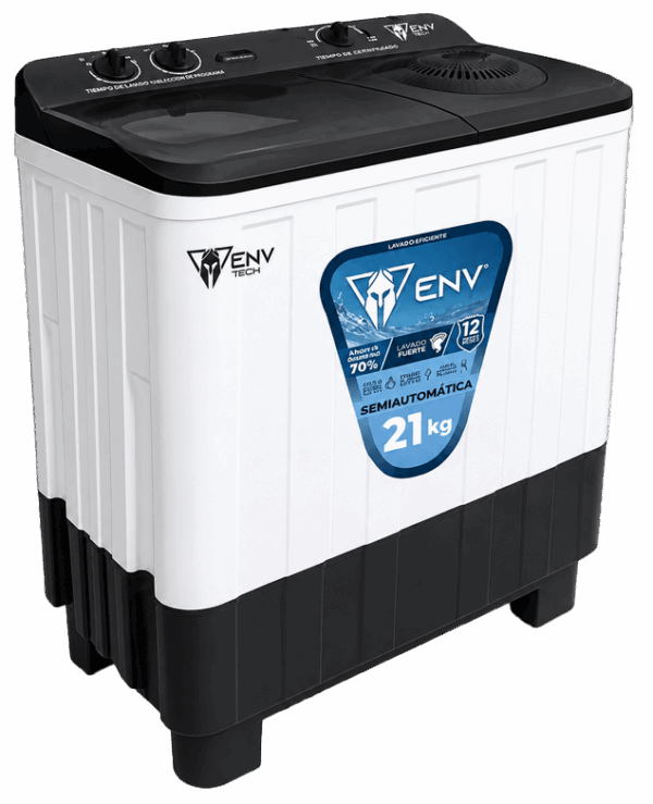 Lavadora ENV TECH Semiautomática 21 kg | Eléctrica 110 V Plástico Lavadora Semiautomática ENV TECH 21KG