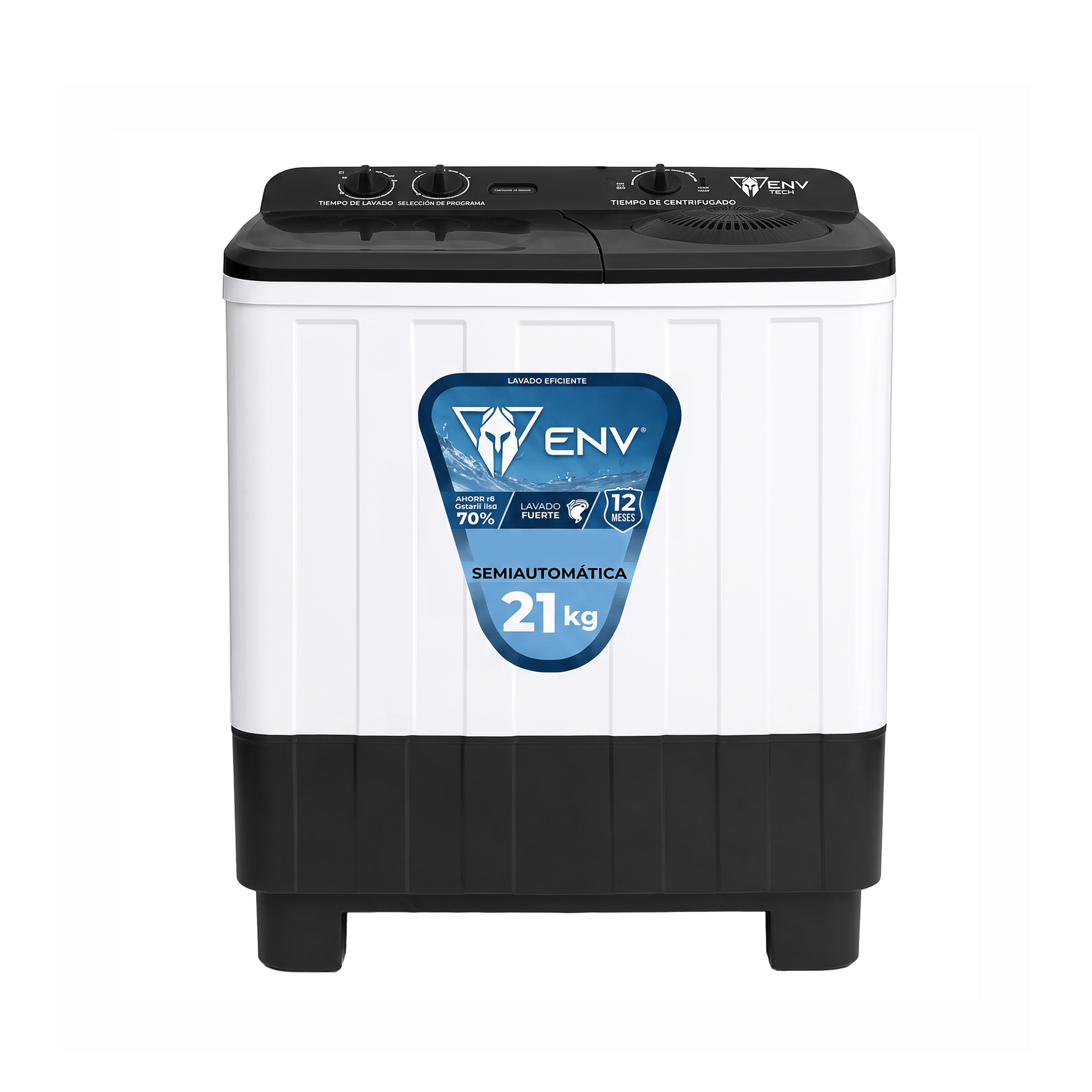 Lavadora ENV TECH Semiautomática 21 kg | Eléctrica 110 V Plástico Lavadora Semiautomática ENV TECH 21KG