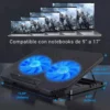 Cooler ENV para Laptop con 2 Ventiladores y LED Azul