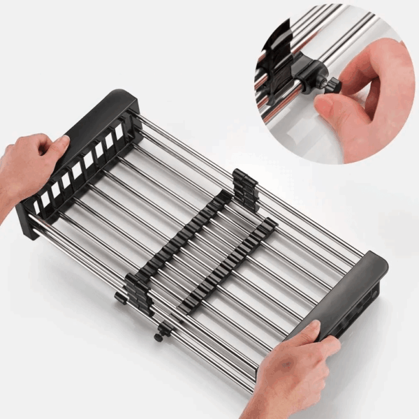 Escurridor de platos Generico | Acero inoxidable 12 platos extensible Escurridor plegable para fregadero