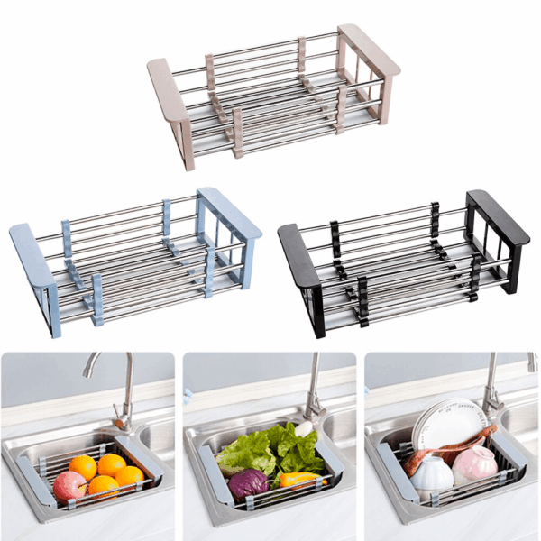 Escurridor de platos Generico | Acero inoxidable 12 platos extensible Escurridor plegable para fregadero