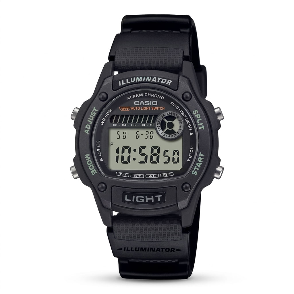 Reloj Casio W-220H-1AV Digital Negro Resistente al Agua 50 m con Luz LED