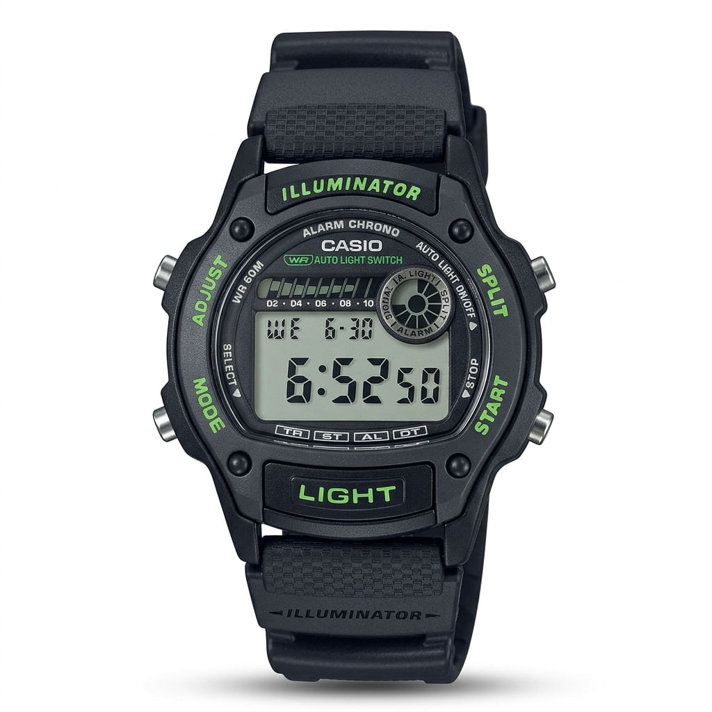 Reloj Casio W-220H-1A3V Digital Negro Resistente al Agua 50 m con Luz LED